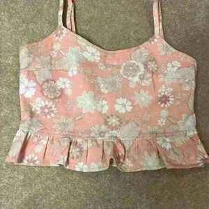 Altar’d State size medium peach jean material floral crop top